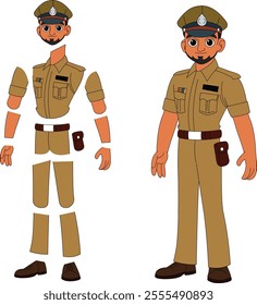 a cartoon character of indian police officer