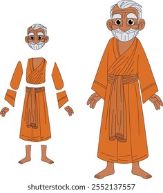 cartoon character of indian sadhu