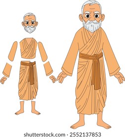 cartoon character of indian sadhu