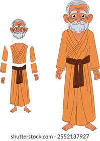 cartoon character of indian sadhu