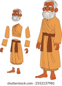 cartoon character of indian sadhu