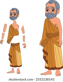 cartoon character of indian sadhu