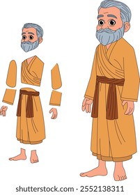 cartoon character of indian sadhu