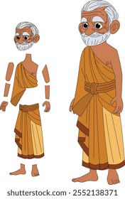 cartoon character of indian sadhu