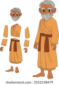 cartoon character of indian sadhu