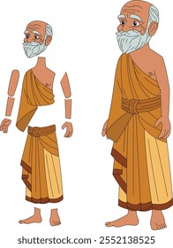 cartoon character of indian sadhu