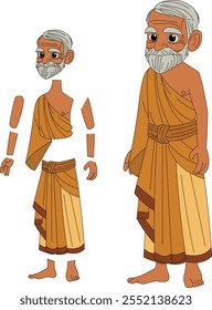 cartoon character of indian sadhu