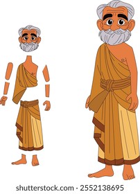 cartoon character of indian sadhu