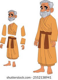 cartoon character of indian sadhu