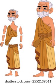 cartoon character of indian sadhu