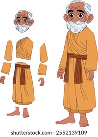 cartoon character of indian sadhu