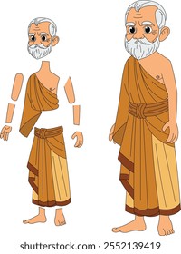 cartoon character of indian sadhu