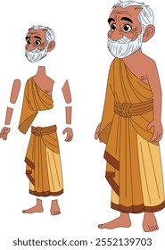 cartoon character of indian sadhu