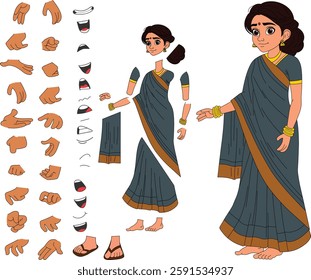 cartoon character of an indian woman