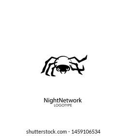 Cartoon character of insect. Cool angry spider. Concept - Web Host. Night networks - Vector.