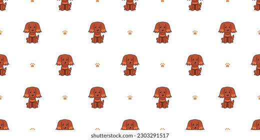 Cartoon character irish setter dog seamless pattern background for design.