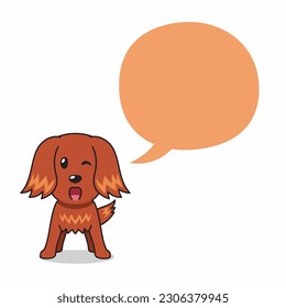 Cartoon character irish setter dog with speech bubble for design.