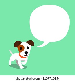Cartoon character a jack russell terrier dog and a white speech bubble for design.