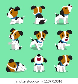 Cartoon character jack russell terrier dog set for design.