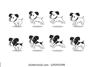 Cartoon character jack russell terrier dogs running step for design.