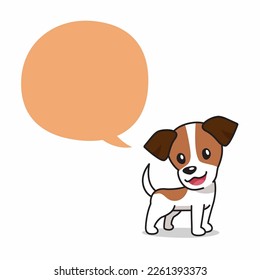 Cartoon character jack russell terrier dog with speech bubble for design.
