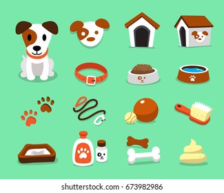 Cartoon character jack russell terrier dog and accessories set