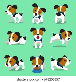 Cartoon character jack russell terrier dog set