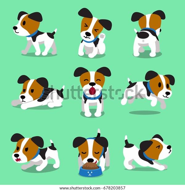 漫画のキャラクタージャックラッセルテリア犬セット のベクター画像素材 ロイヤリティフリー
