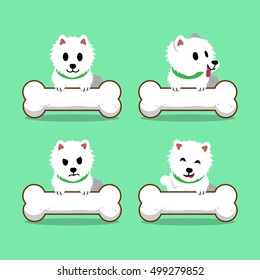 Cartoon character japanese spitz dog with big bones