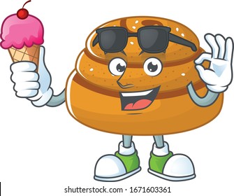 cartoon character of kanelbulle enjoying an ice cream