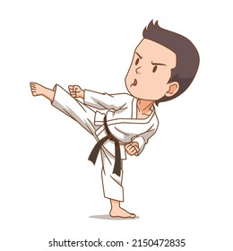 Cartoon character of karate boy.