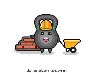 Cartoon character of kettlebell as a builder , cute style design for t shirt, sticker, logo element