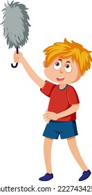 Cartoon character of kid cleaning illustration