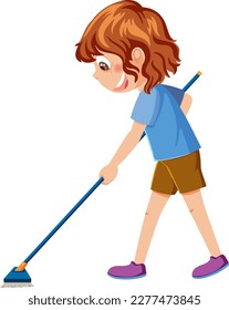 Cartoon character of kid cleaning illustration