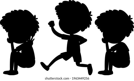 Cartoon character of kids silhouette on white background illustration