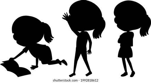 Cartoon character of kids silhouette on white background illustration