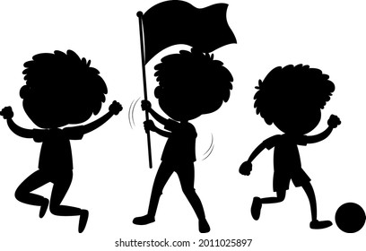 Cartoon character of kids silhouette on white background illustration