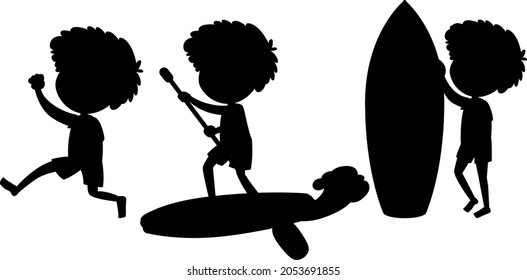 Cartoon character of kids silhouette on white background illustration