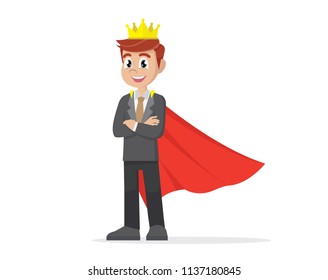 Cartoon character, King businessman.,vector eps10
