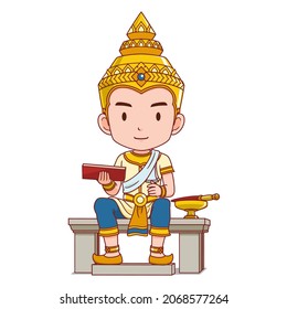 Cartoon character of King Ram Kamhaeng the Great in Sukhothai Kingdom. (a historical kingdom of Thailand.)