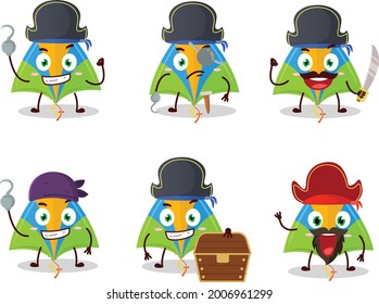 Cartoon character of kite with various pirates  emoticons. Vector illustration