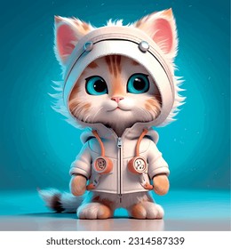 Cartoon character kitten 3d