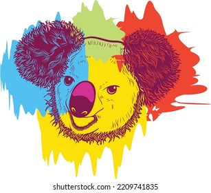 Cartoon Character Koala, Koala Head With Line Art