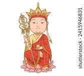 Cartoon character of Ksitigarbha, The bodhisattva of the earth.