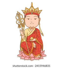Cartoon character of Ksitigarbha, The bodhisattva of the earth.