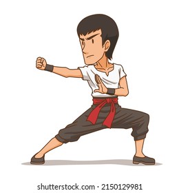 Cartoon Character Of Kung Fu Boy.