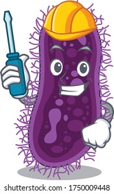cartoon character of lactobacillus rhamnosus bacteria worked as an automotive