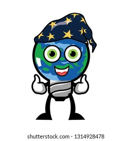 cartoon character lamp and globe - illustration - vector