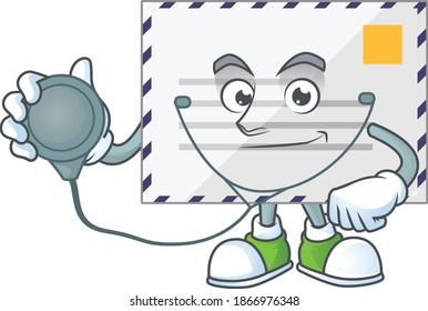 Cartoon character of letter dedicated Doctor Work with stethoscope. Vector illustration