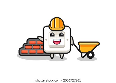 Cartoon-Charakter des Lichtschalters als Baumeister , süßes Design für T-Shirt, Aufkleber, Logo-Element
